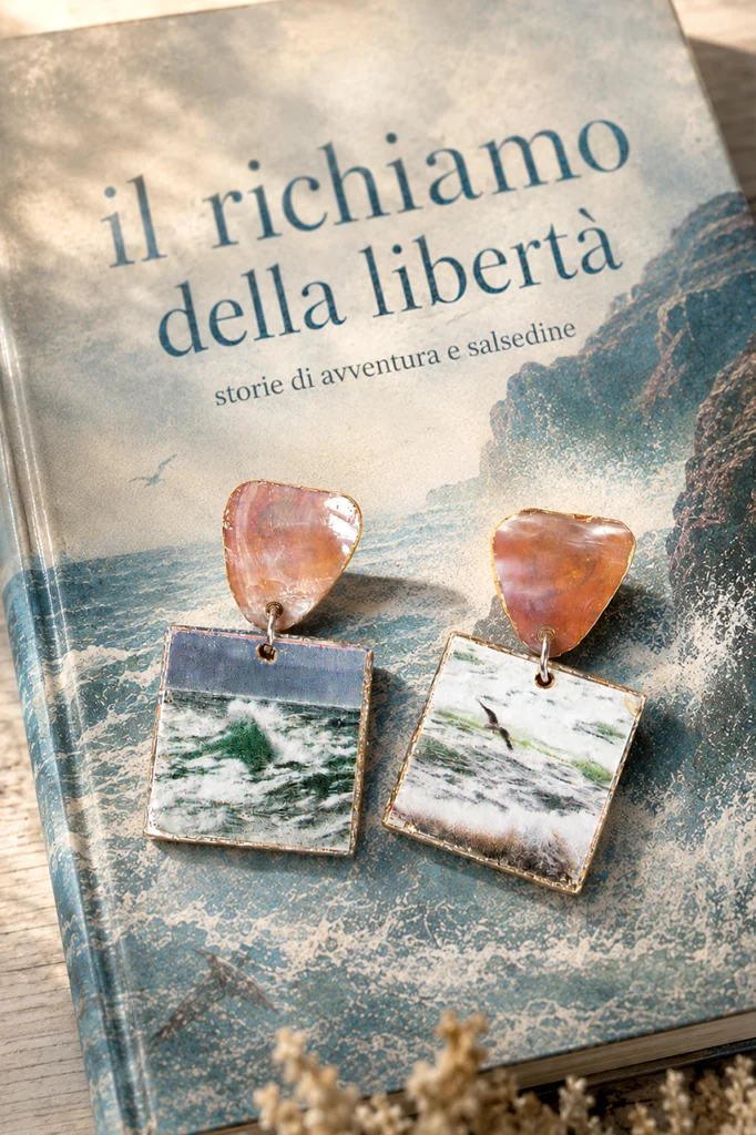 orecchini quadrati mare in tempesta